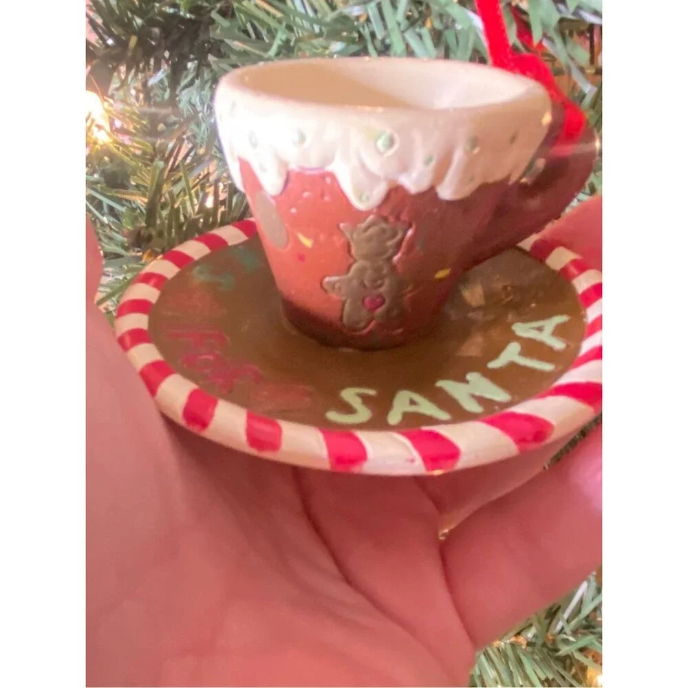 Holiday Gingerbread Teacup Ornament Rustic Holiday Decor Festive Christmas